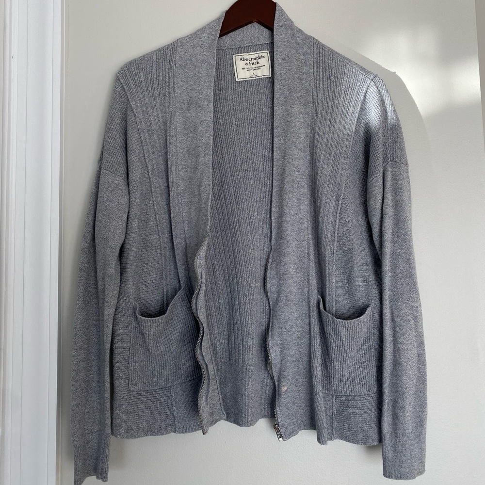 Abercrombie Marbled Grey Cardigan with Zipper